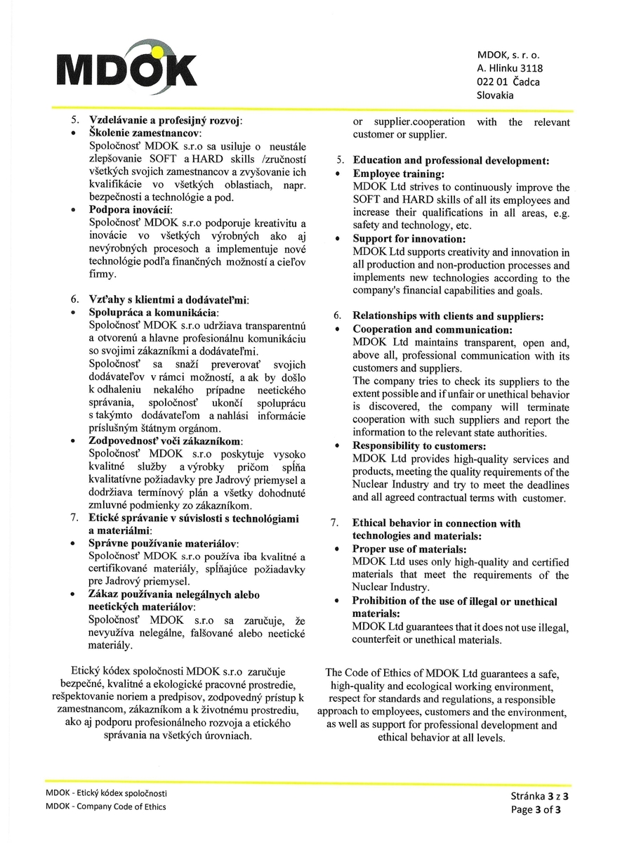 Kódex etiky a Bezpečnosti v jadrovom priemysle page 0003