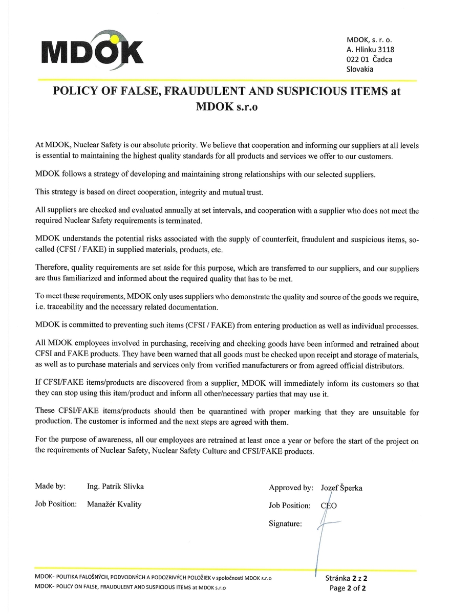 Policy of false fraudulent and suspicious items page 0001